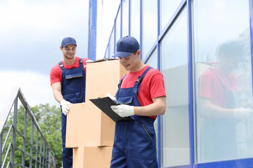 Professional movers handling belongings during a local move