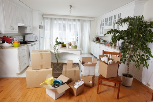 Twickenham moving service scene with boxes, van, and property access