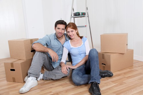 Moving boxes and household items being loaded for a Twickenham relocation